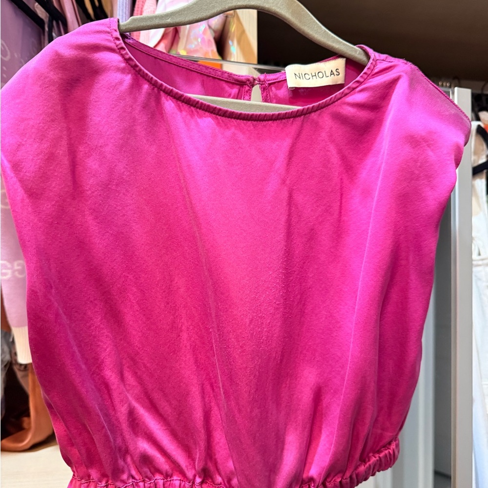Nicholas Purple Satin crop Top tie around